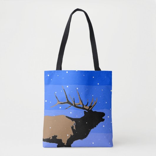 Bugling Elk in Winter - Originele Wilde Kunst Draagtas (Voorkant)