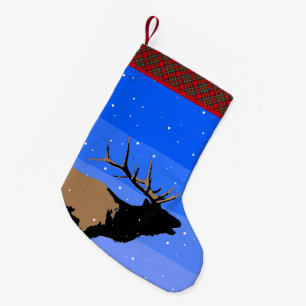 Bugling Elk in Winter - Originele Wilde Kunst Kleine Kerstsok
