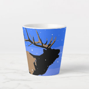 Bugling Elk in Winter - Originele Wilde Kunst Latte Mok
