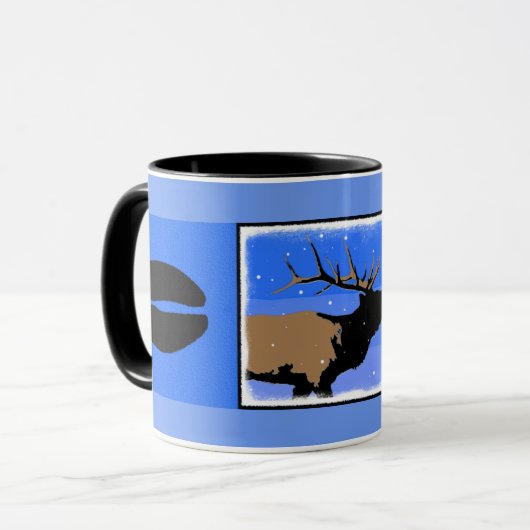Bugling Elk in Winter - Originele Wilde Kunst Mok (Voorkant links)