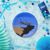 Bugling Elk in Winter - Originele Wilde Kunst Papieren Bordje (Feest)