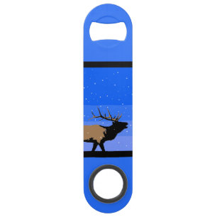 Bugling Elk in Winter - Originele Wilde Kunst Speed Flessenopener
