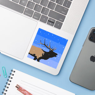Bugling Elk in Winter - Originele Wilde Kunst Sticker
