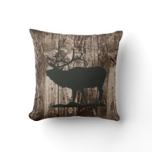 Bugling Elk (zwart) op Rustic Wood Cabin