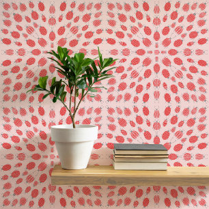 Bugs and Beetles Patroon Rood op Roze Behang