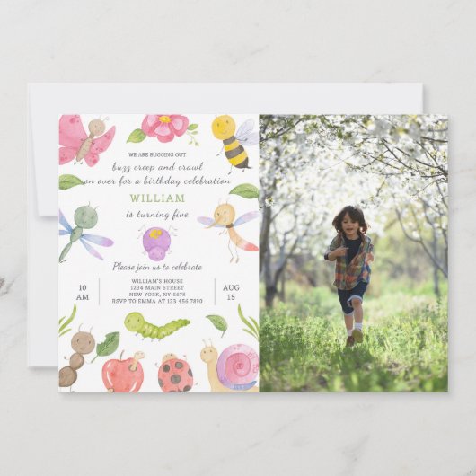 Bugs Anniversaire Invitation Avec Photo (Devant)