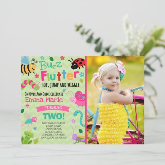 Bugs Anniversaire Invitation Fille Bugs Rose (Debout devant)