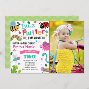 Bugs Birthday Invitation Girl Pink Bugs Party Kaart