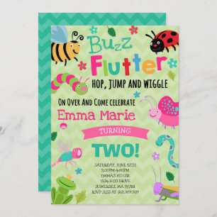 Bugs Birthday Invitation Girl Pink Bugs Party Kaart