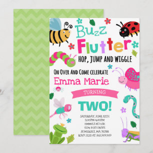 Bugs Birthday Invitation Girl Pink Bugs Party Kaart