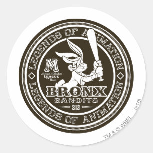 BUGS BUNNY™ Bronx Bomber's Rond Logo Z/W Ronde Sticker