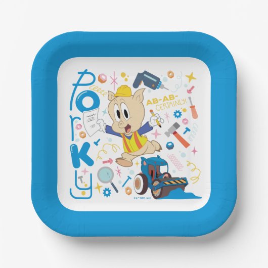 BUGS BUNNY BUILDER™| Porky Pig Work Tools Papieren Bordje (Voorkant)