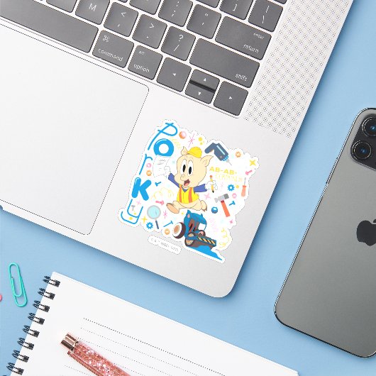 BUGS BUNNY BUILDER™| Porky Pig Work Tools Sticker (Laptop met iPhone)