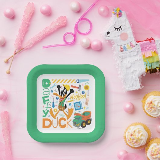 BUGS BUNNY BUILDERS™| DAFFY DUCK™ Worktools Papieren Bordje (Feest)