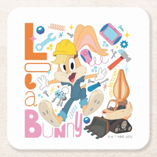 BUGS BUNNY BUILDERS™| Lola Bunny Work Tools Vierkante Kartonnen Onderzetter (Voorkant)