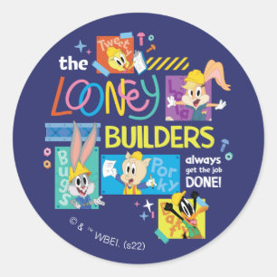 BUGS BUNNY BUILDERS™ Looney Builders Collage Ronde Sticker