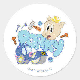 BUGS BUNNY BUILDERS™ Porky-schets Ronde Sticker