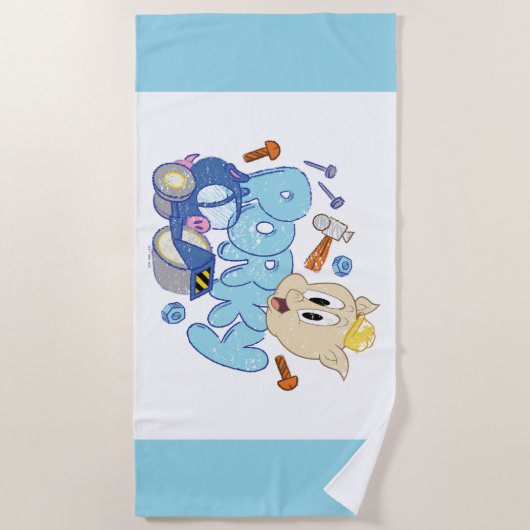 BUGS BUNNY BUILDERS™| Porky Sketch Art Strandlaken (Voorkant)