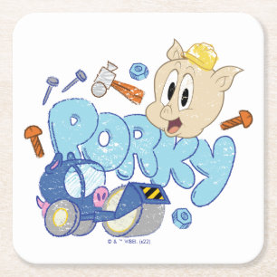 BUGS BUNNY BUILDERS™ Porky Sketch Art Vierkante Kartonnen Onderzetter