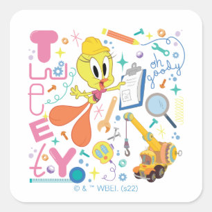BUGS BUNNY BUILDERS™ TWEETY™ Werk Gereedschap Vierkante Sticker