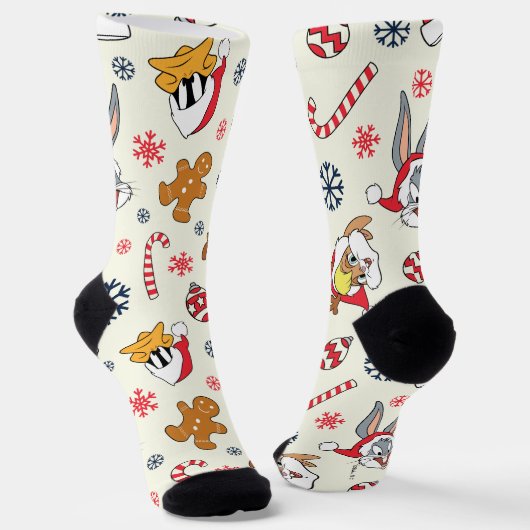 BUGS BUNNY™, DAFFY DUCK™ & Lola Christmas Pattern Sokken (Gebogen)
