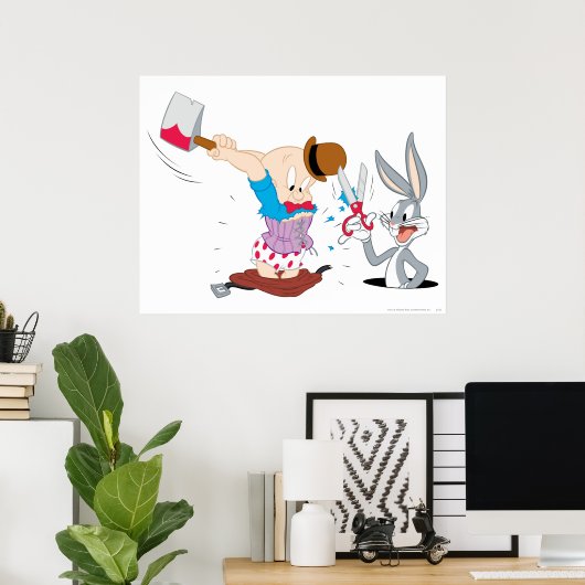 BUGS BUNNY™ en ELMER FUDD™ Poster (Thuiskantoor)
