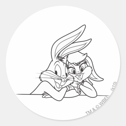 BUGS BUNNY™ en Lola Bunny 3 Ronde Sticker (Voorkant)