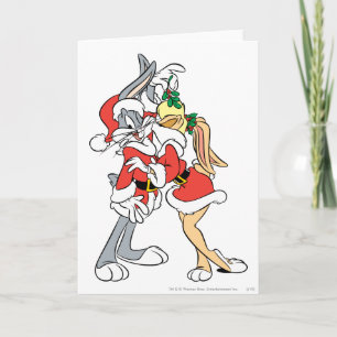 BUGS BUNNY™ en Lola Mistletoe Kiss Feestdagen Kaart