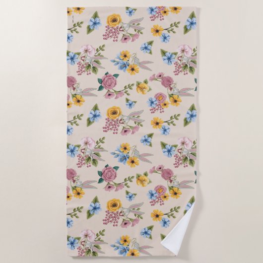 BUGS BUNNY™ Floral Embroidery Pattern Strandlaken (Voorkant)