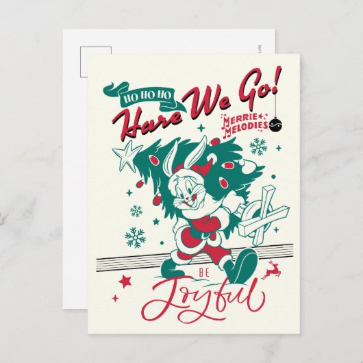 BUGS BUNNY™ - Ho Ho Ho, Daar gaan we! Feestdagenkaart (Voorkant / Achterkant)