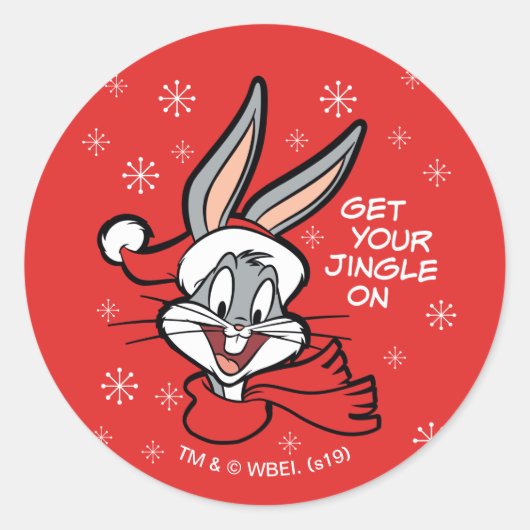 BUGS BUNNY™ Holiday Cheer Ronde Sticker (Voorkant)