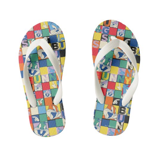 BUGS BUNNY™ Kleurrijke Naam en Gezichtschecker Kinder Teenslippers (Voetbed)