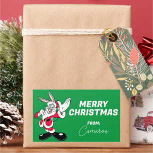 BUGS BUNNY™ Santa Waving PRETTIGE FEESTDAGEN Rechthoekige Sticker