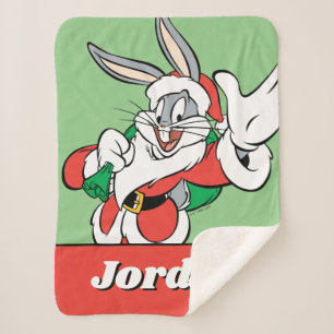BUGS BUNNY™ Santa Waving Sherpa Deken