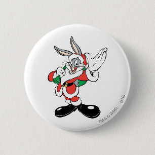 BUGS BUNNY™ Sinterklaas zwaait Ronde Button 5,7 Cm