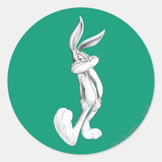 BUGS BUNNY™ Tekening Ronde Sticker (Voorkant)