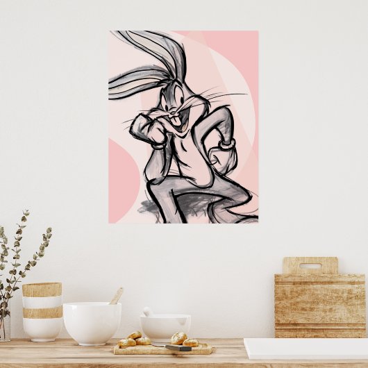 BUGS BUNNY™ Thinker Light Roze Poster (Keuken)