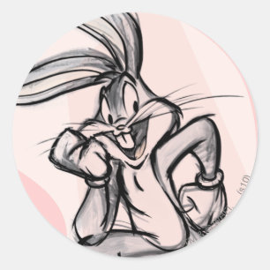 BUGS BUNNY™ Thinker Light Roze Ronde Sticker