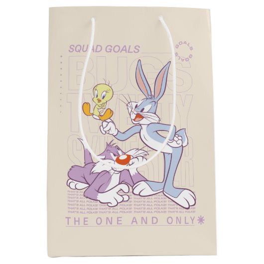 BUGS BUNNY™, TWEETY™, SYLVESTER™ Square Doelstelli Medium Cadeauzakje (Voorkant)