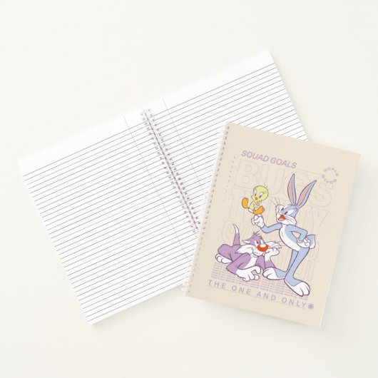 BUGS BUNNY™, TWEETY™, SYLVESTER™ Square Doelstelli Notitieboek (Binnen)