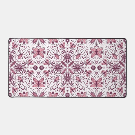 Bugs, donkere magenta en roze op wit bureaumat (Voorkant)