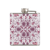 Bugs, donkere magenta en roze op wit heupfles (Achterkant)