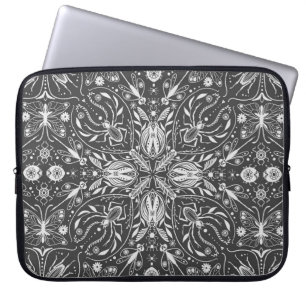 Bugs, gebroken wit op zwart laptop sleeve