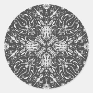 Bugs, gebroken wit op zwart ronde sticker