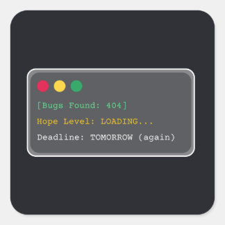 Bugs Gevonden: 404 Grappige programmeur laptop sti Vierkante Sticker