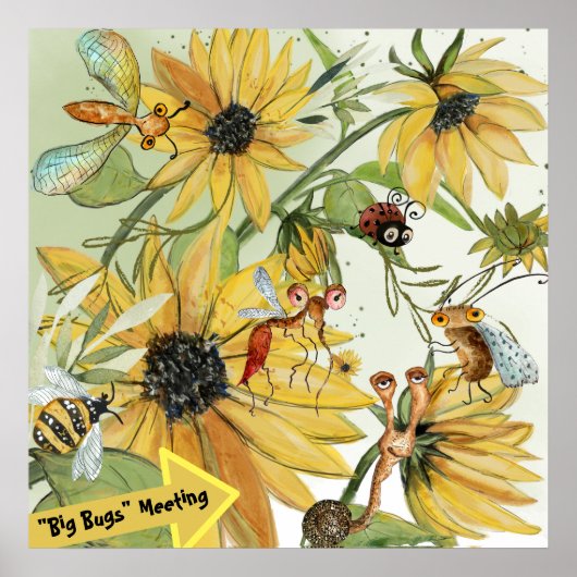 Bugs in Zonnebloemveld Poster (Voorkant)