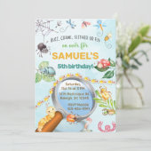 Bugs, insecten verjaardagsuitnodiging, buzz kruipt kaart (Staand voorkant)