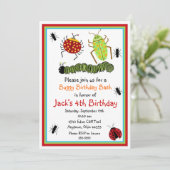 Bugs Insects Ladybugs Ants Birthday Invitations Kaart (Staand voorkant)