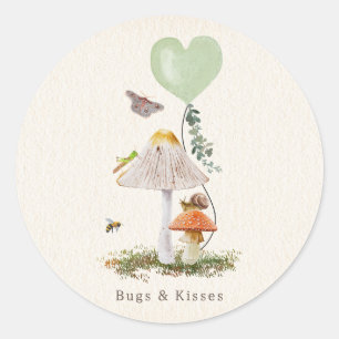 Bugs & Kisses Snail Mushroom Valentijn Ronde Sticker