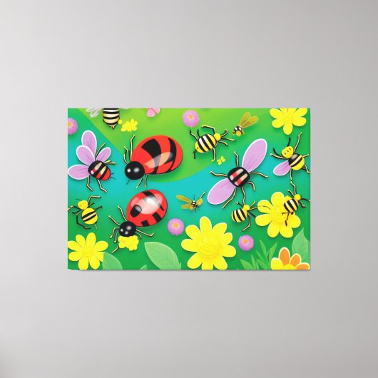 Bugs 'n' Kleurrijke knuffels Canvas Afdruk (Voorkant)